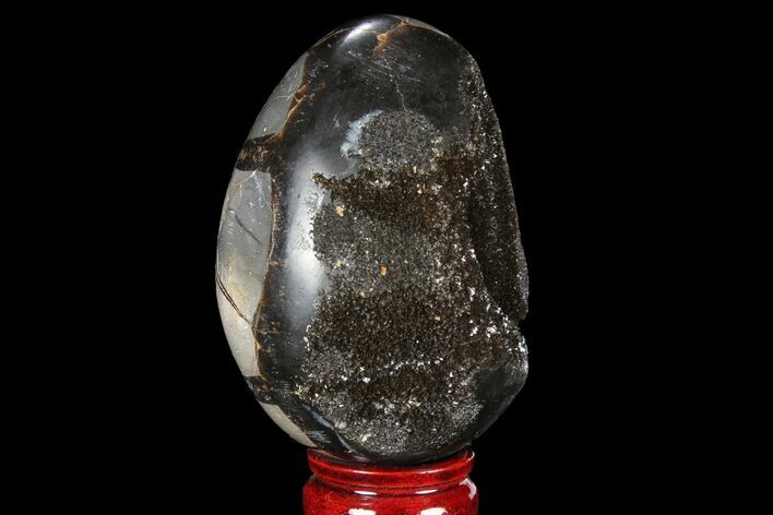 Septarian Dragon Egg Geode - Black Crystals #95996
